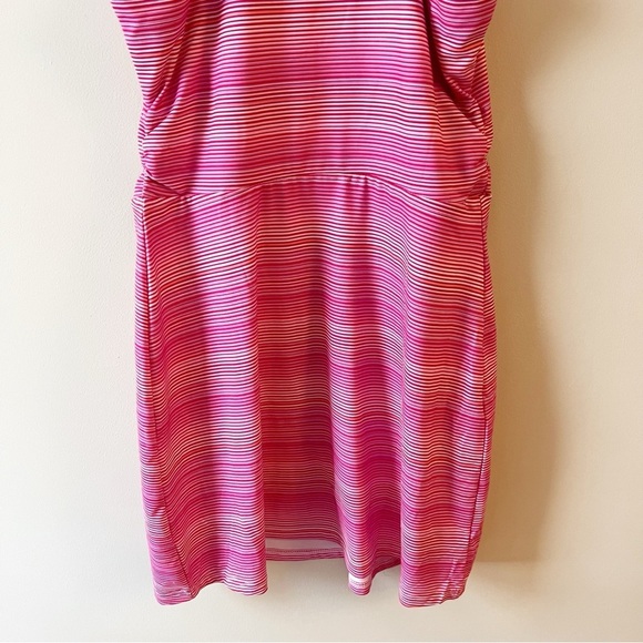 Tehama Pink Striped Racerback Mini Dress Athletic Sleeveless Size Medium - Picture 7 of 8